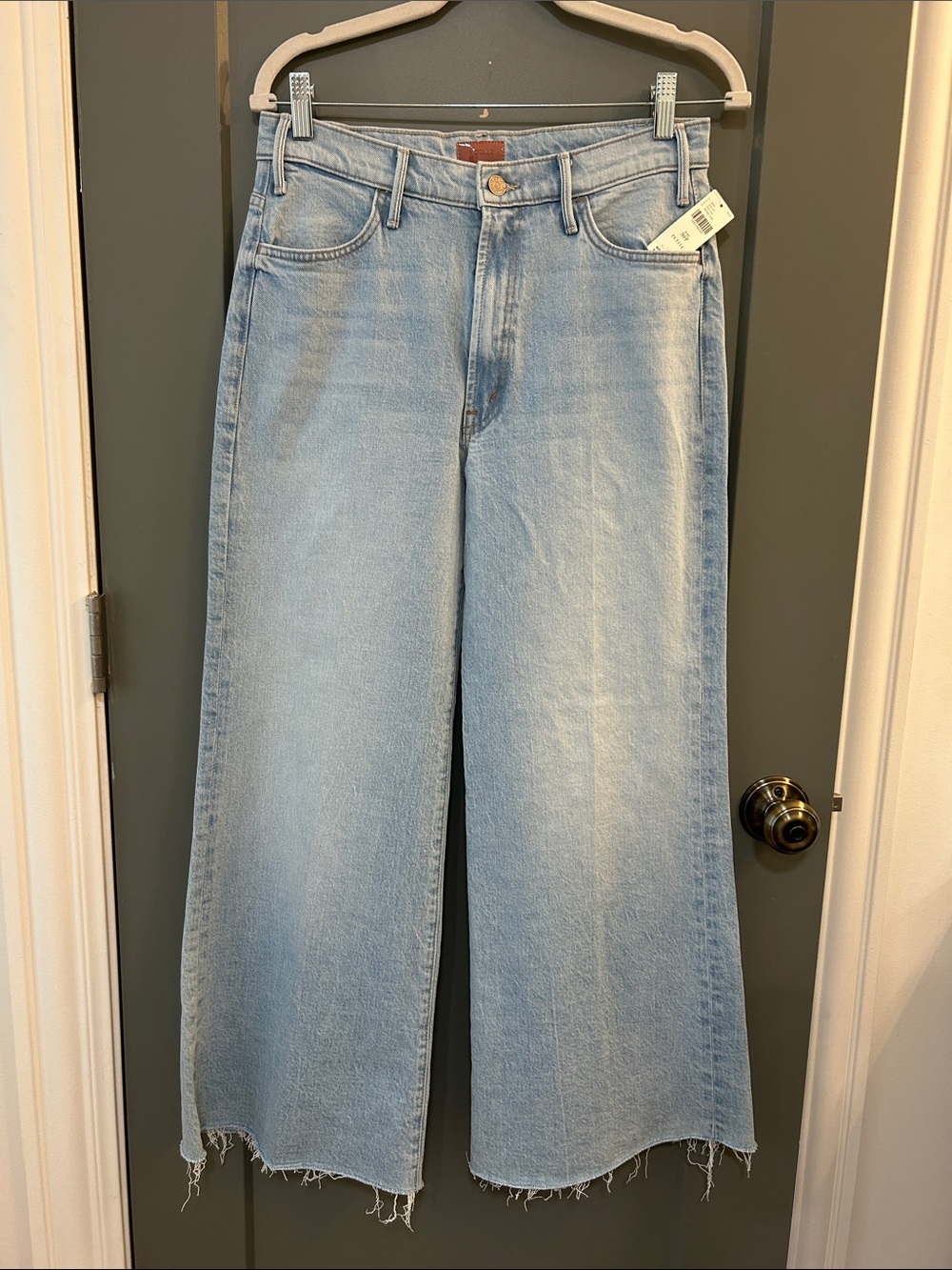 MOTHER Lil Hustler Roller Skimp Fray Bring The Cooler Wide Leg Frayed Hem Jeans - Picture 1 of 5